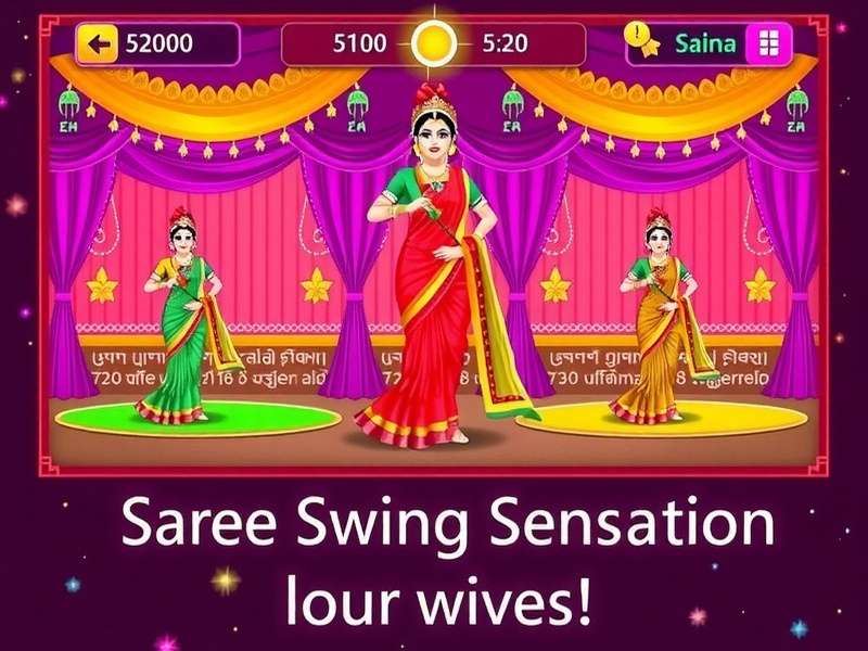 Saree Swing Sensation gameplay screenshot showing colorful saree dance moves